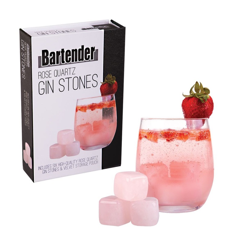 Bartender Gin Stones Set 6 W/ Bag - Rose Quartz