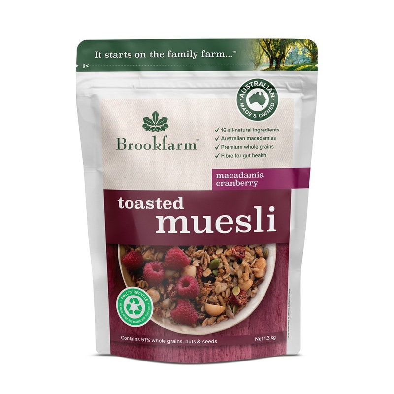 Brookfarm Toasted Muesli 1.3kg - Cranberry Macadamia