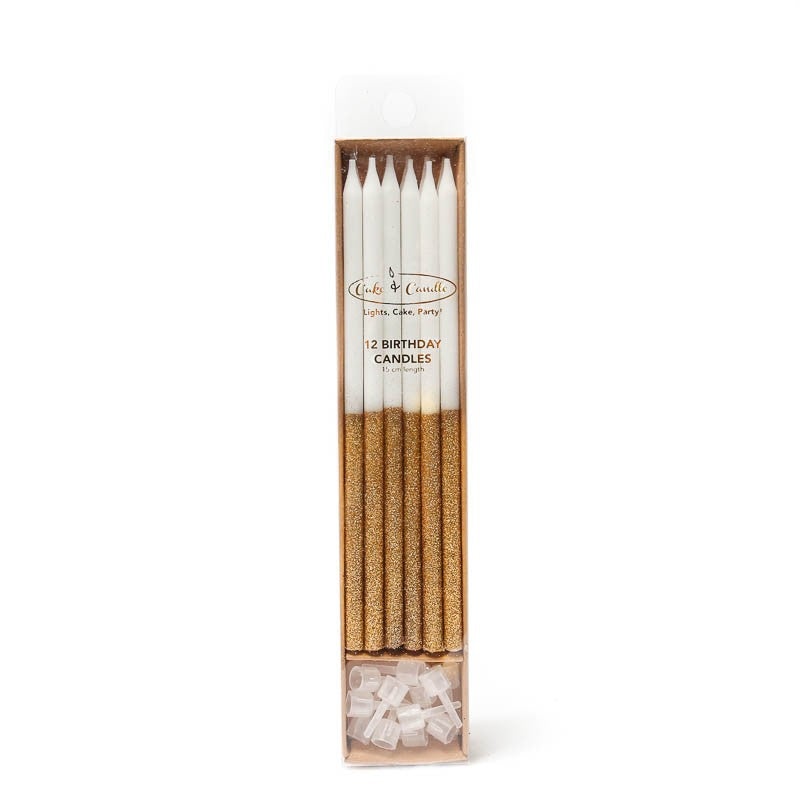 Cake & Candle - Cake Candles - Gold Glitter Dipped