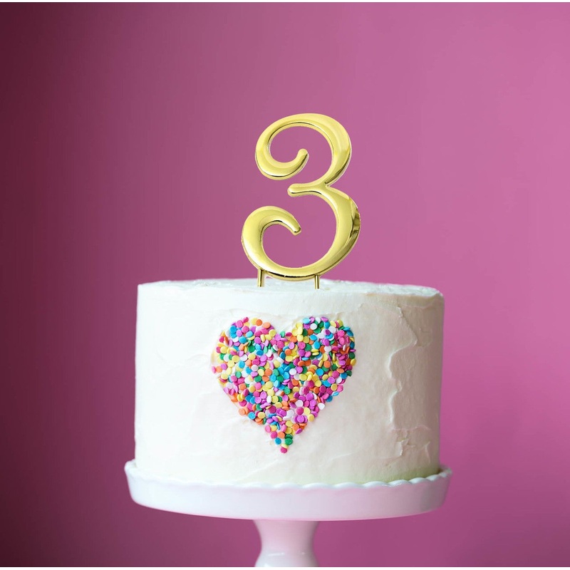 Cake & Candle Cake Topper - Gold #3