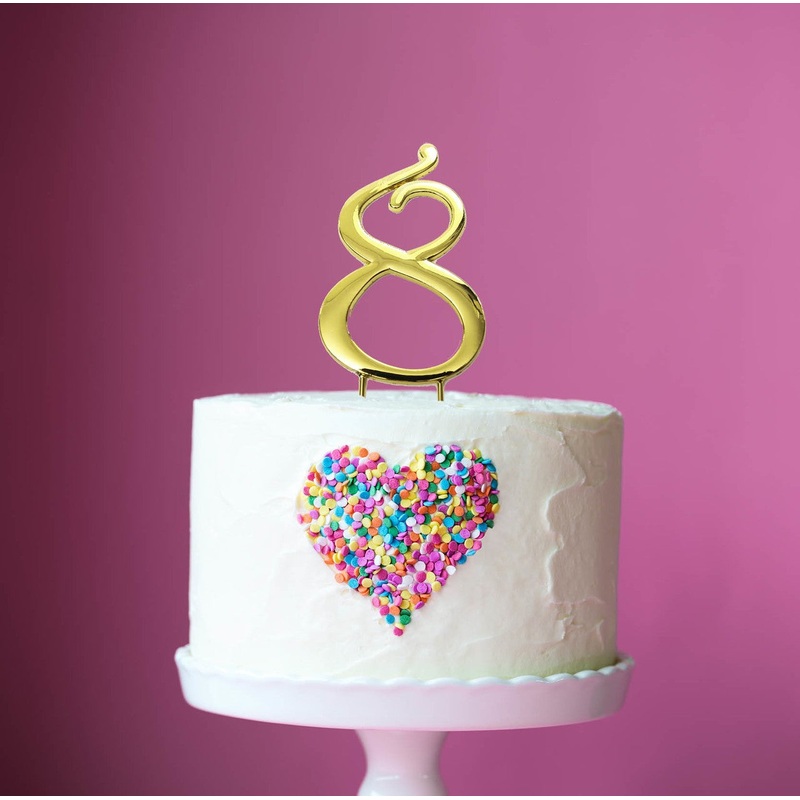 Cake & Candle Cake Topper - Gold #8