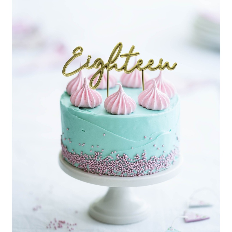 Cake & Candle Cake Topper - Gold Eighteen