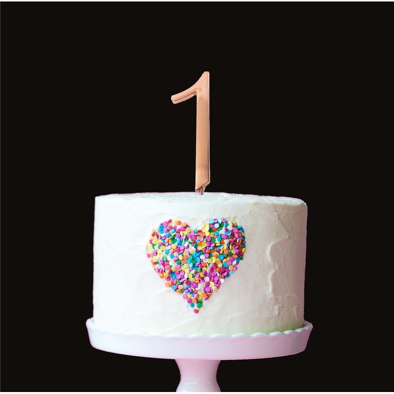 Cake & Candle Cake Topper - Rose Gold #1