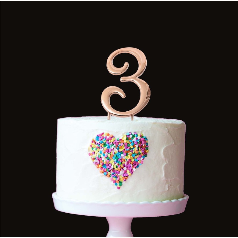 Cake & Candle Cake Topper - Rose Gold #3