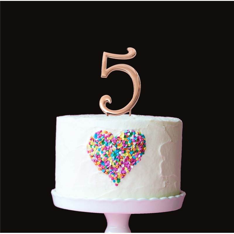 Cake & Candle Cake Topper - Rose Gold #5