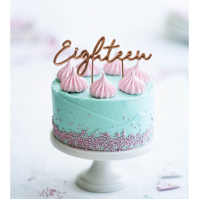 Cake & Candle Cake Topper - Rose Gold Eighteen