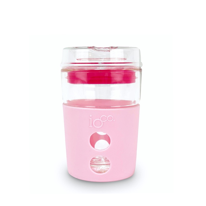 Ioco Glass Travel Mug 8oz - Mixed Hot Pink Seal/Marshmallow Sleeve
