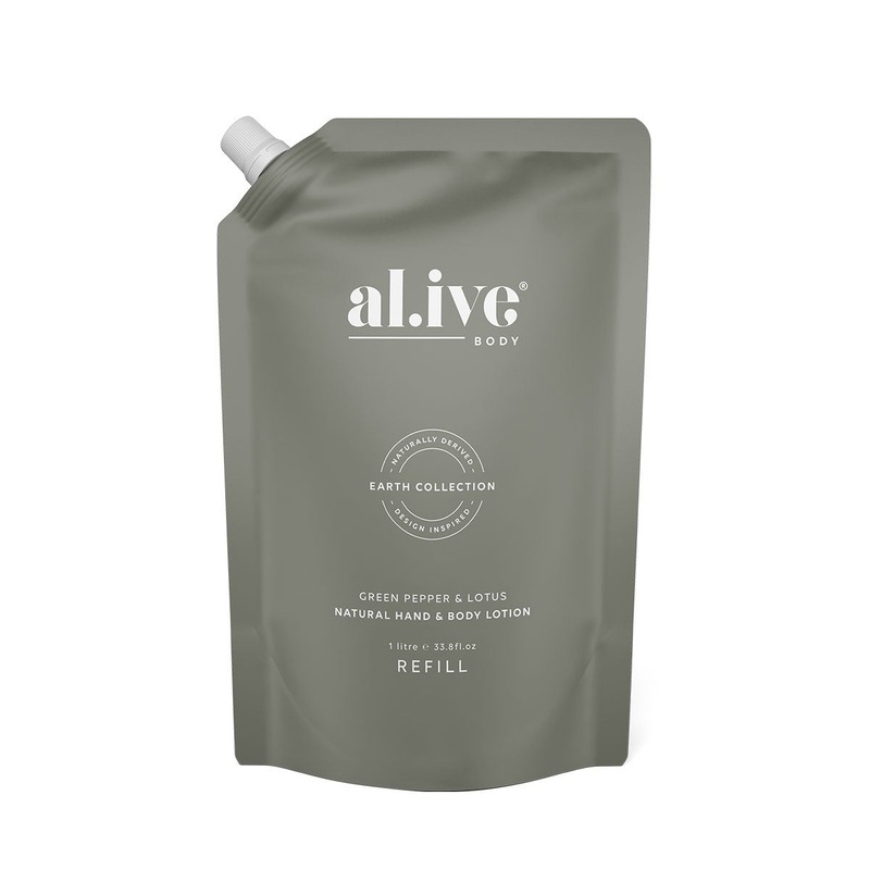 al.ive Hand & Body Lotion Refill Pouch 1lt - Green Pepper & Lotus