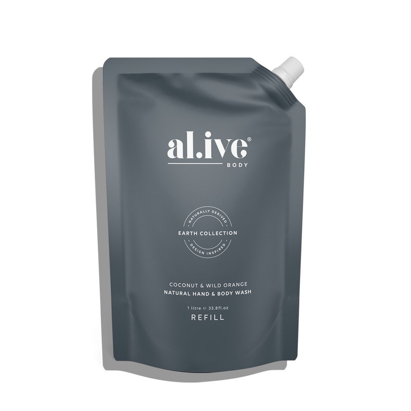 al.ive Hand & Body Wash Refill Pouch 1lt - Coconut & Wild Orange