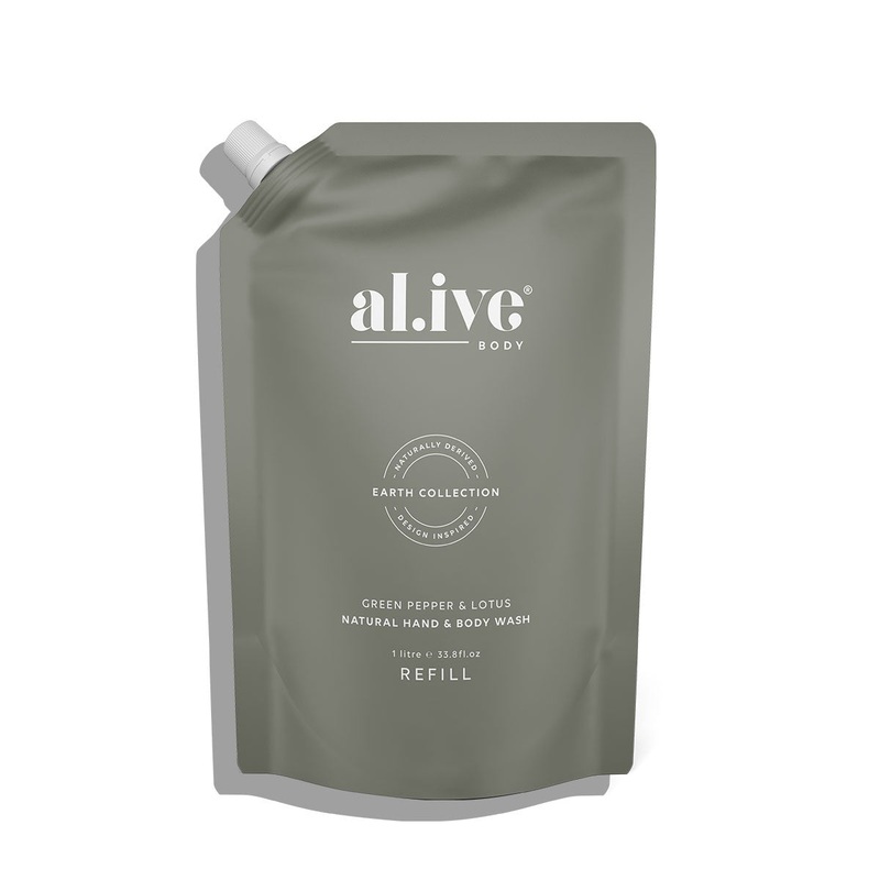 al.ive Hand & Body Wash Refill Pouch 1lt - Green Pepper & Lotus