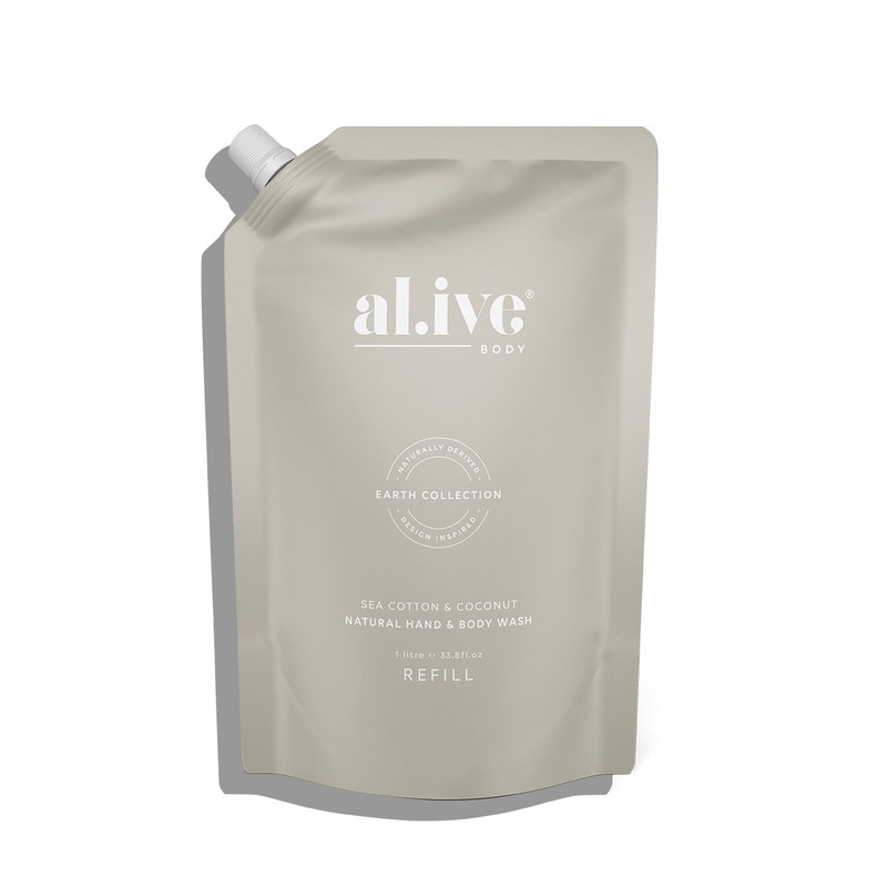 al.ive Hand & Body Wash Refill Pouch 1lt - Sea Cotton & Coconut