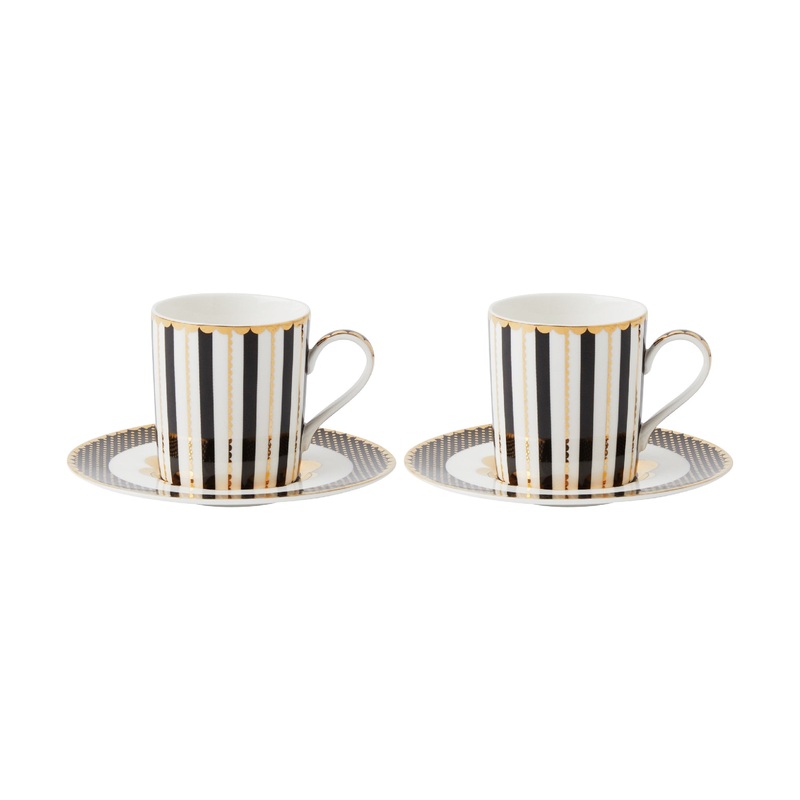 MW Teas & C's Regency Demi Cup & Saucer 100ML Set of 2 Black Gift Boxed