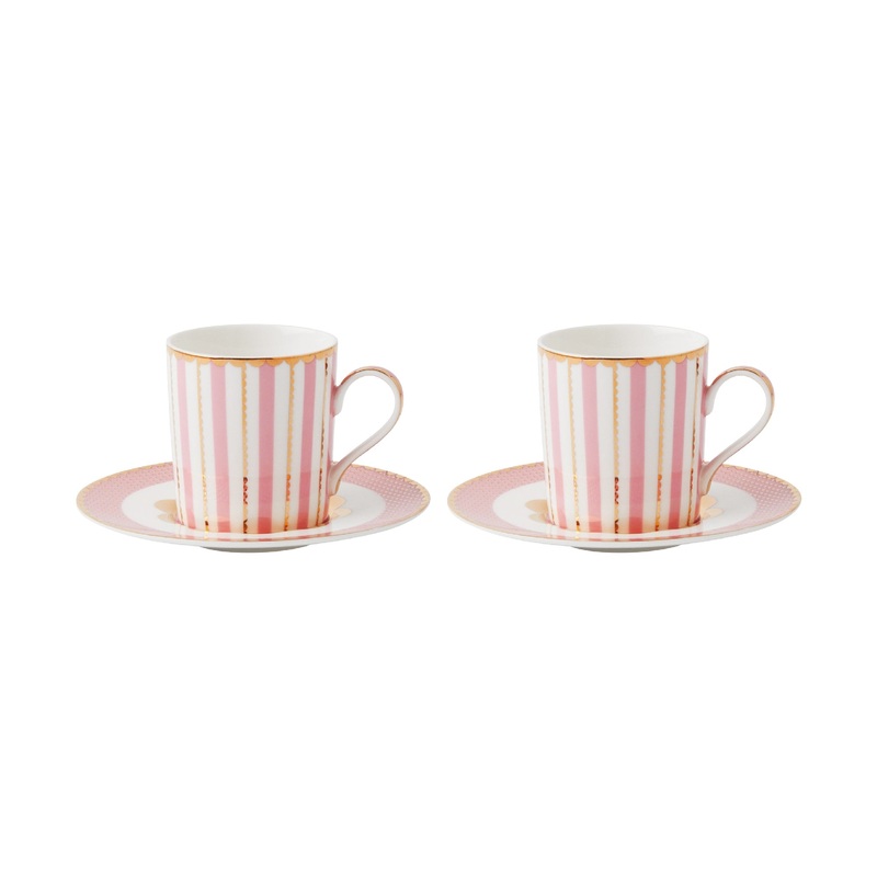 MW Teas & C's Regency Demi Cup & Saucer 100ML Set of 2 Pink Gift Boxed