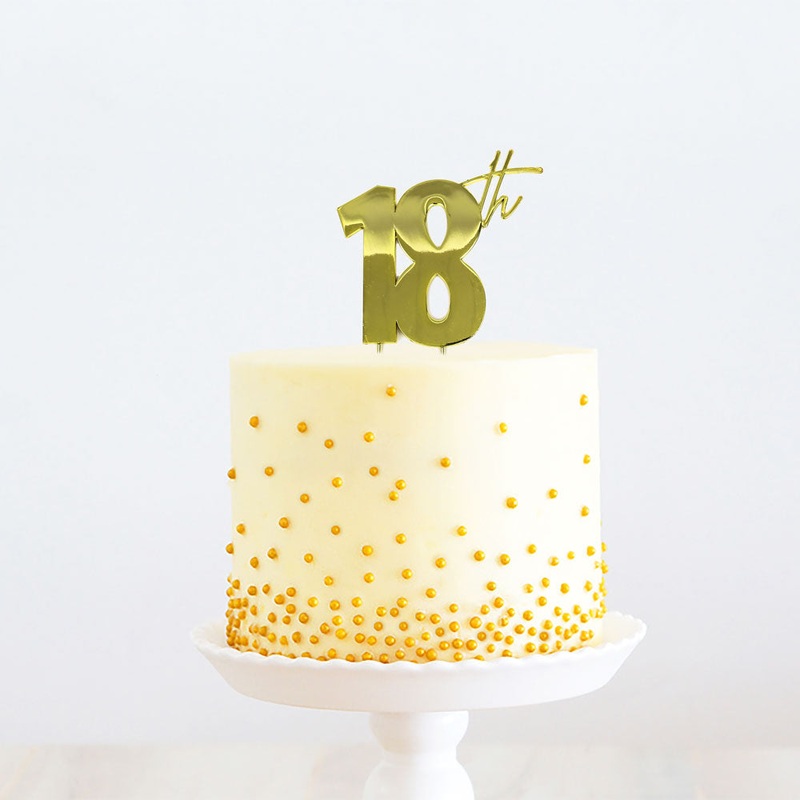 Cake & Candle Cake Topper - Gold 18th
