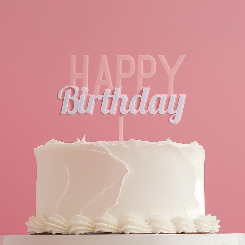 Cake & Candle Cake Topper - Milkshake Happy Birthday Strawberry