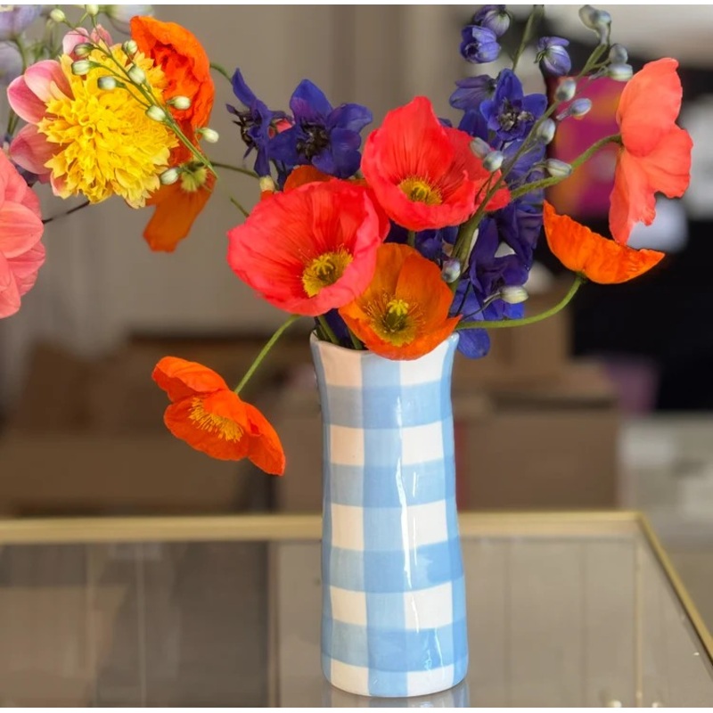 Noss & Co Vase Small - Cornflower Blue Gingham