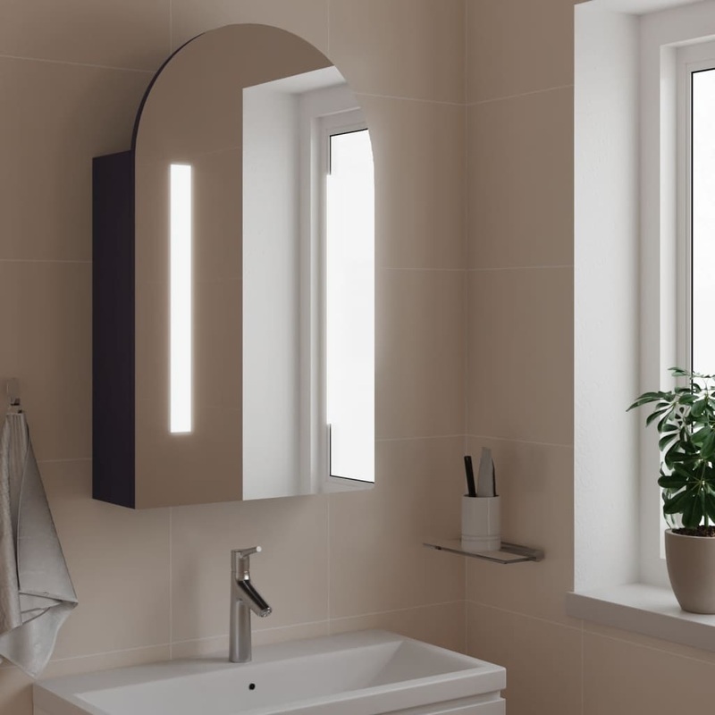 Armoire de bain  miroir avec LED arque gris 42x13x70 cm