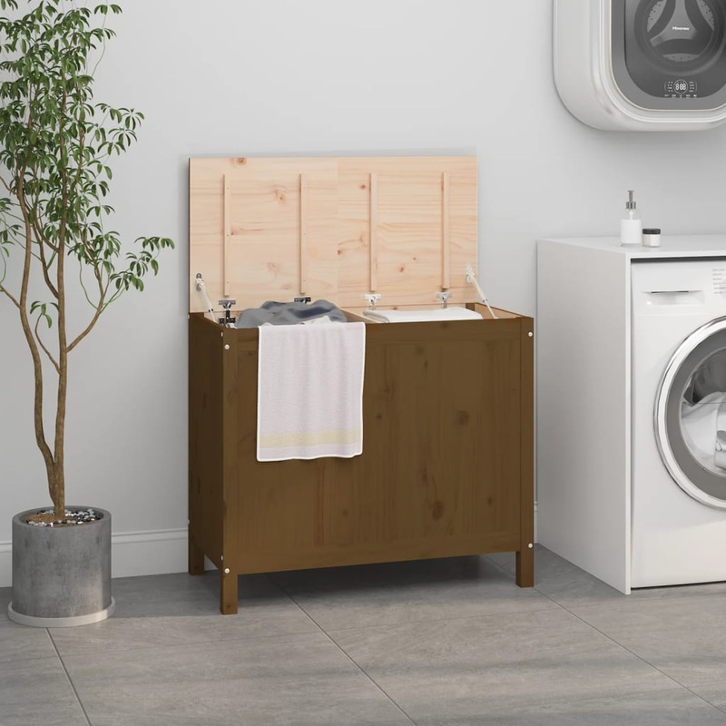 Bote  linge Marron miel 88,5x44x76 cm Bois massif de pin