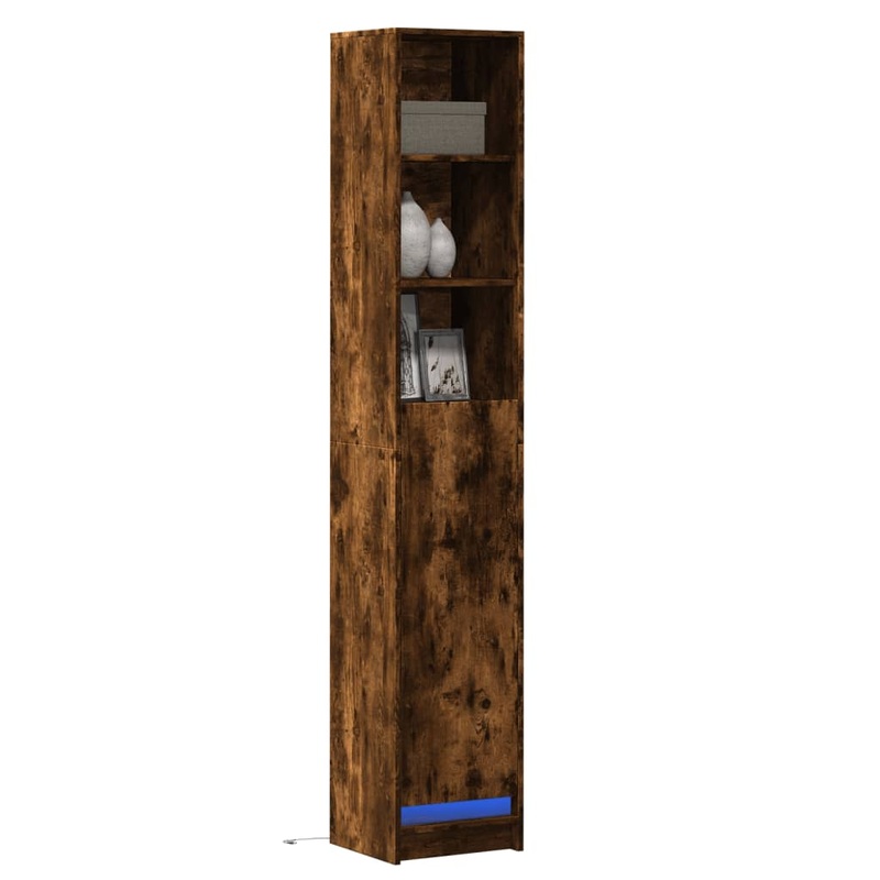 Buffet avec LED chne fum 36x32,5x200 cm bois d'ingnierie