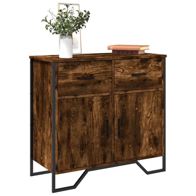 Buffet chne fum 79,5x35,5x74,5 cm bois d'ingnierie