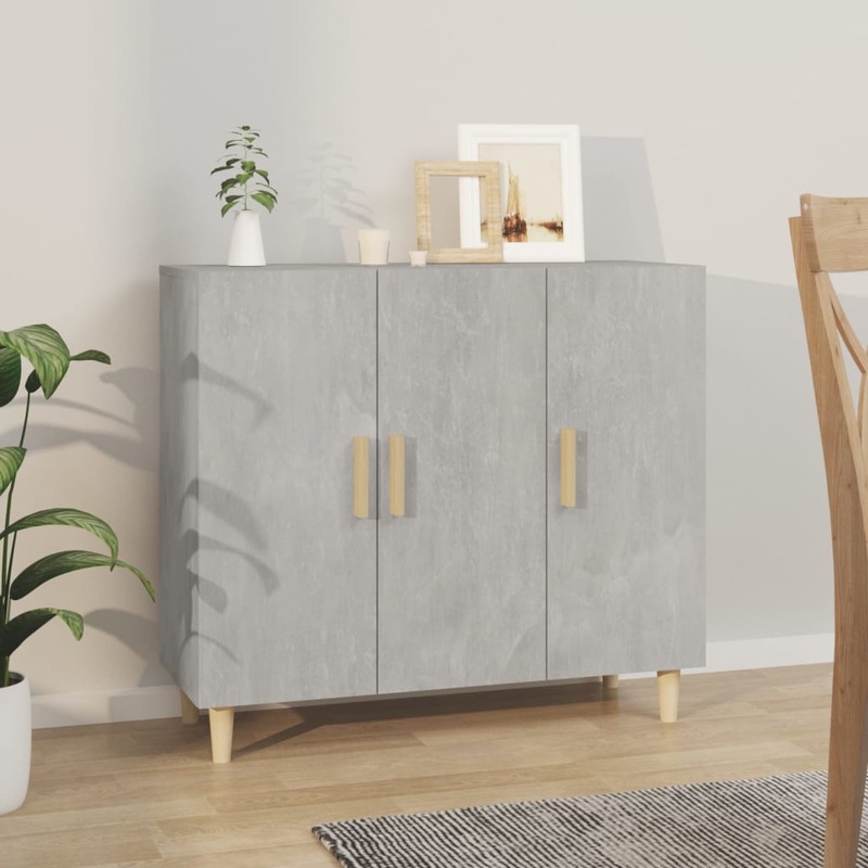 Buffet gris bton 90x34x80 cm bois d'ingnierie
