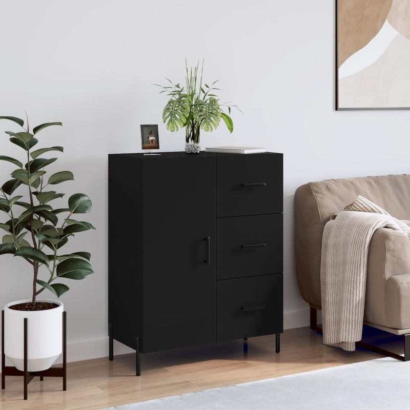 Buffet noir 69,5x34x90 cm bois d'ingnierie