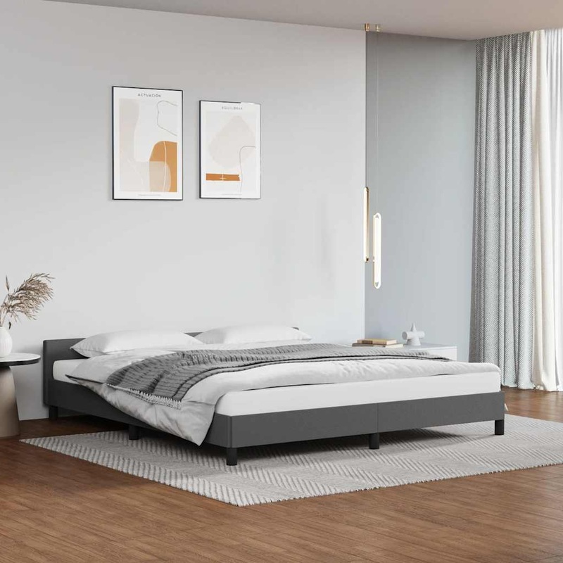 Cadre de lit avec tte de lit sans matelas gris 180x200 cm
