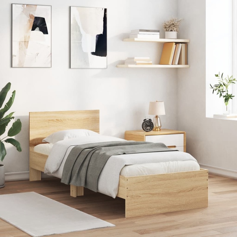 Cadre de lit sans matelas avec tte de lit 90x190 cm