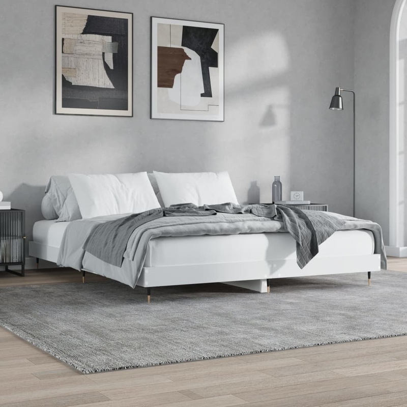 Cadre de lit sans matelas blanc 140x200 cm bois d'ingnierie