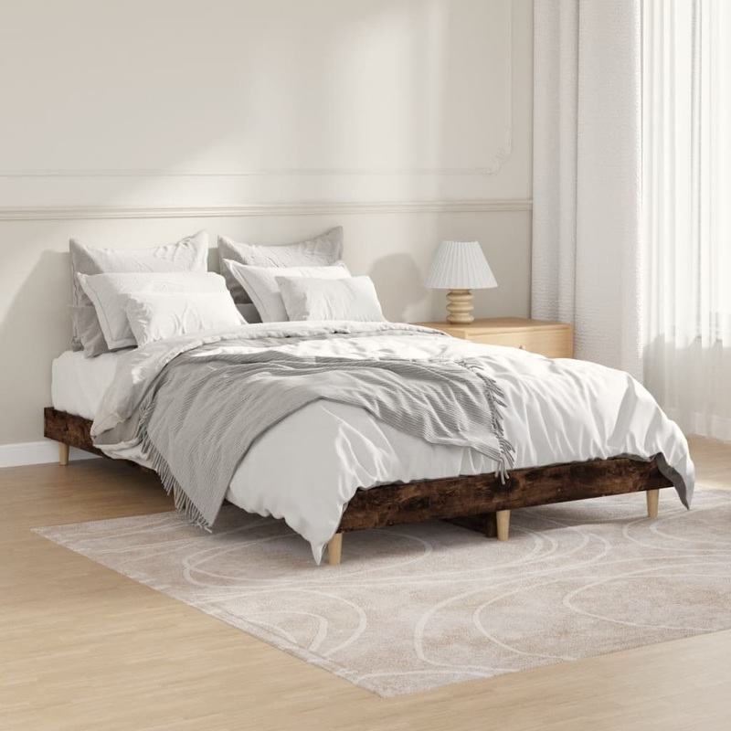 Cadre de lit sans matelas chne fum 120x190 cm bois ingnierie