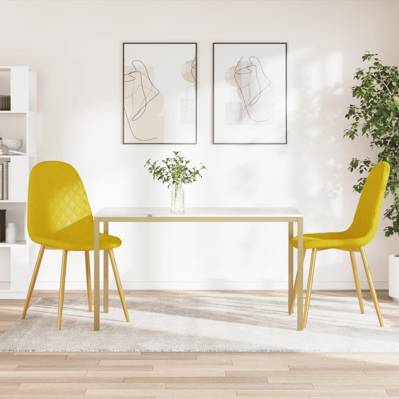 Chaises  manger lot de 2 Jaune moutarde Velours