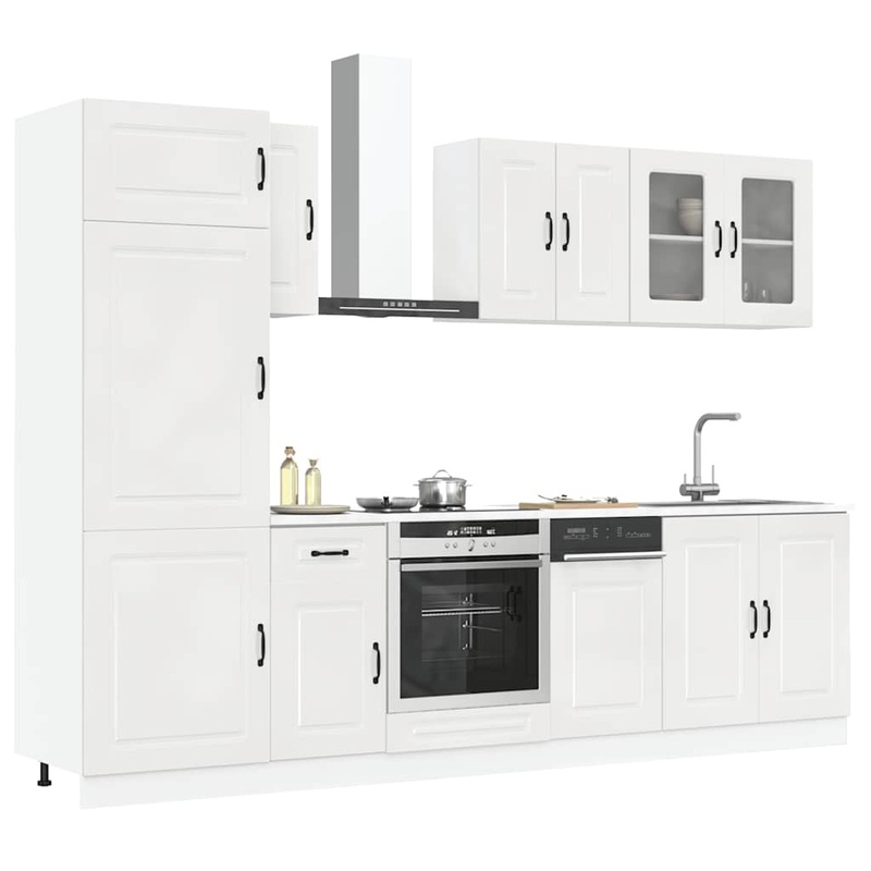 Ensemble d'armoires de cuisine 8 pcs Kalmar blanc brillant