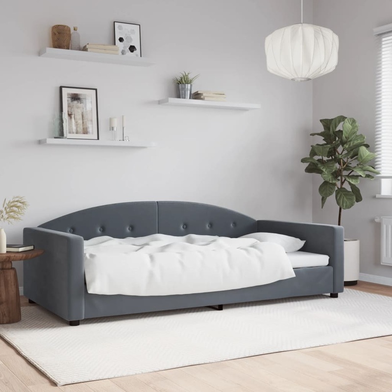 Lit de repos sans matelas gris fonc 100x200 cm velours