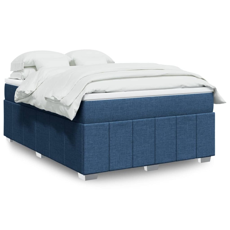 Sommier  lattes de lit avec matelas Bleu 140x200 cm Tissu