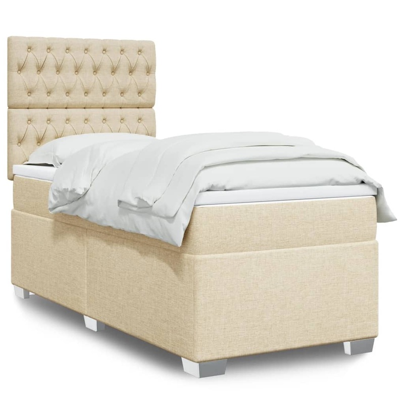 Sommier  lattes de lit avec matelas Crme 90x200 cm Tissu