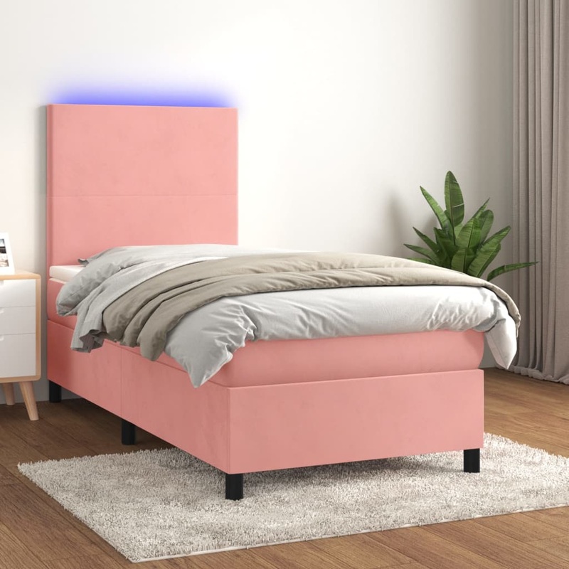 Sommier  lattes de lit avec matelas LED Rose 90x200 cm Velours