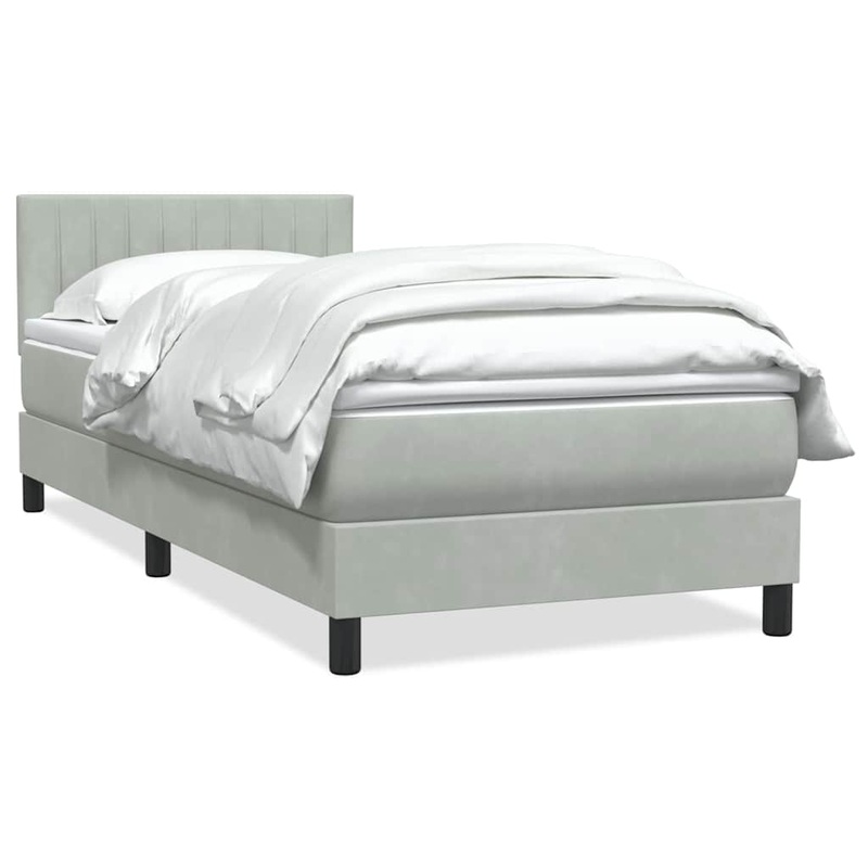 Sommier  lattes de lit et matelas gris clair 80x220 cm velours