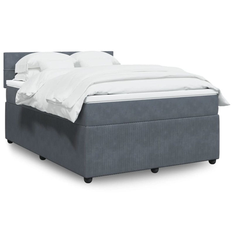 Sommier  lattes de lit et matelas Gris fonc 140x190cm Velours