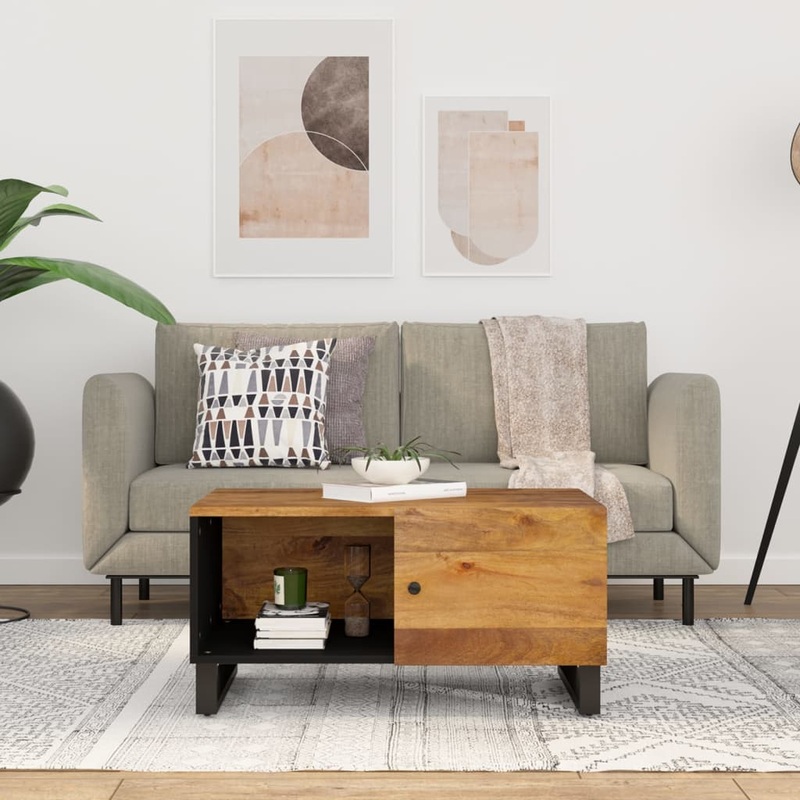 Table basse 80x50x40 cm Bois de manguier solide et d'ingnierie