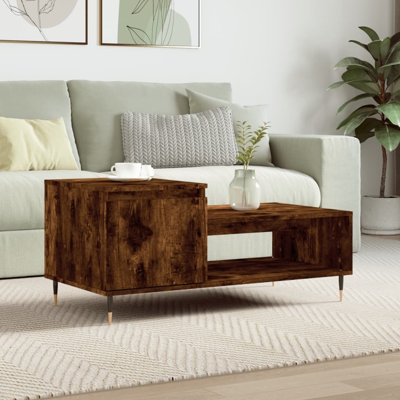 Table basse Chne fum 100x50x45 cm Bois d'ingnierie