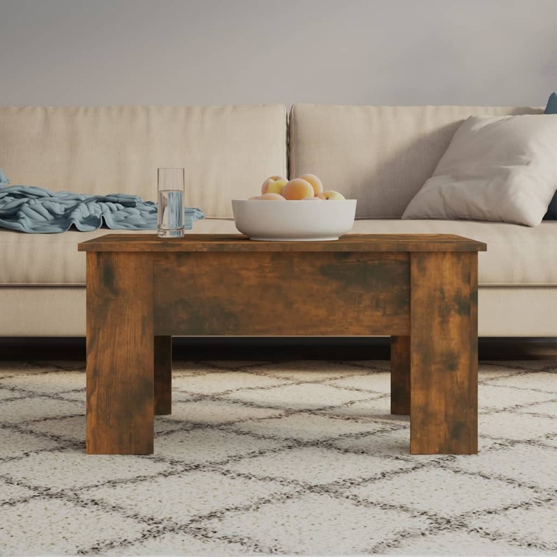 Table basse Chne fum 79x49x41 cm Bois d'ingnierie