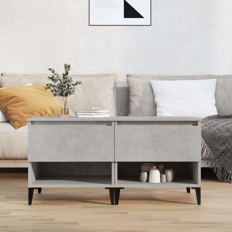 Tables d'appoint 2 pcs Gris bton 50x46x50 cm Bois d'ingnierie